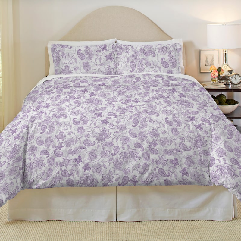 Pointehaven Flannel 180 GSM Brushed Soft Cotton Oversized Duvet Sets - Twin - Twin XL - Paisley Court