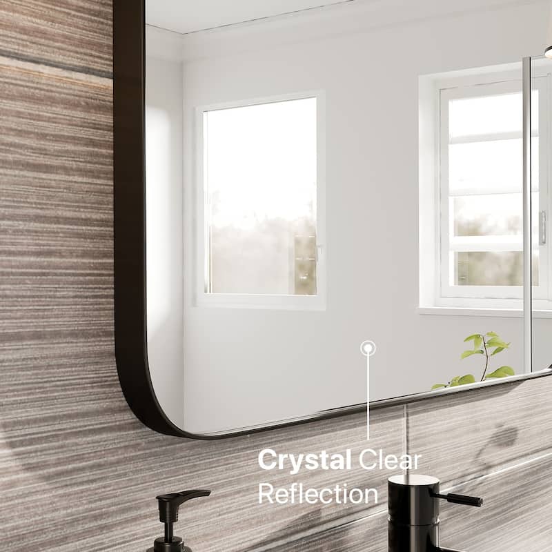 Eviva Harmony 27" x 35" Rectangular Black Metal Framed Mirror - N/A