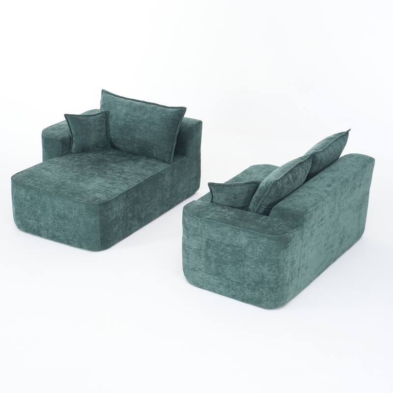 L Shaped Modular Sectional Sofa with Chaise Lounge, Chenille Upholstered Cloud Couch, Full Compressed Corner 4 Seat Sofa