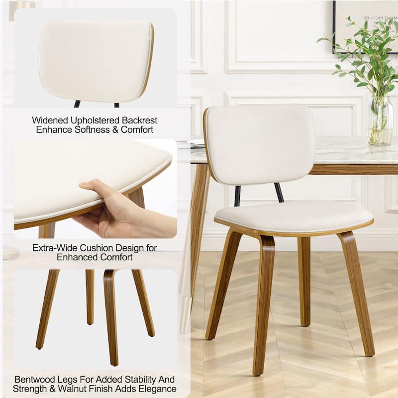 Faux Leather Upholstered Dining Chairs Set of 2/4 with Wood Legs - 32.3"H x 18.5"W x 21.8"D