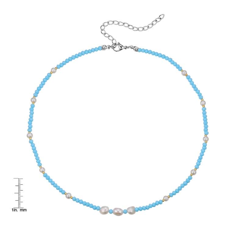Victoria Townsend Silver Plated Simulated Pearl & Blue Bead Necklace