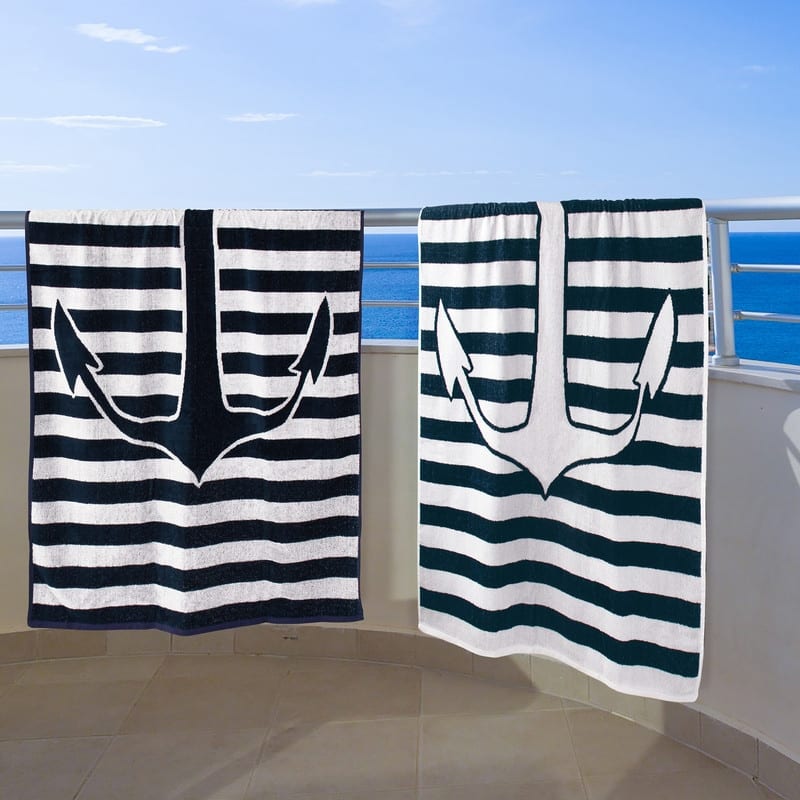 Yacht Club Cotton Oversized Soft 2-Piece Beach Towel Set by Superior