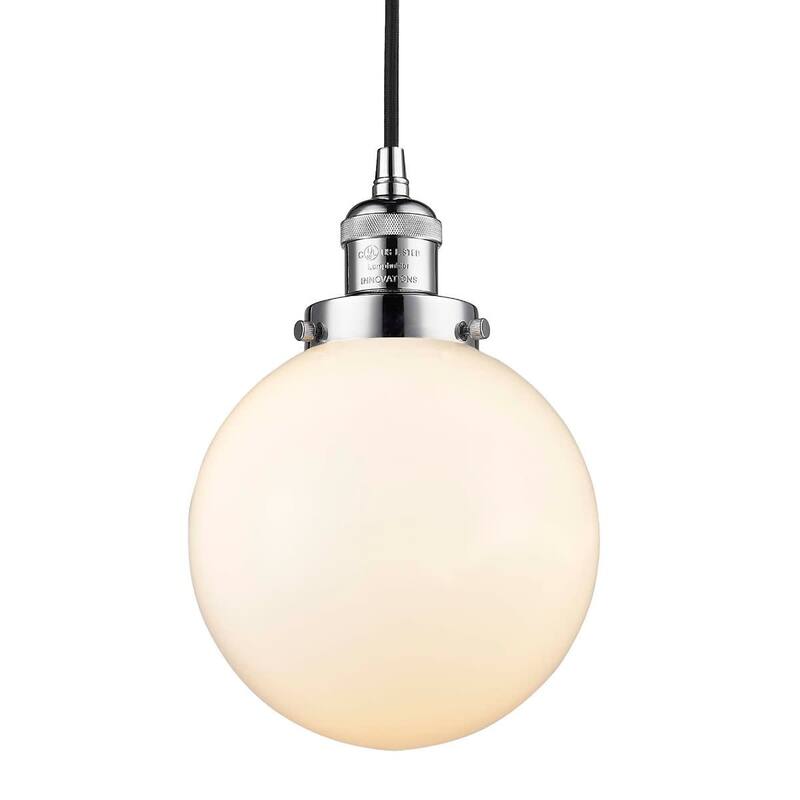 Innovations Lighting Beacon Single Light 8" Wide Mini Pendant with - Polished Chrome / Matte White Cased
