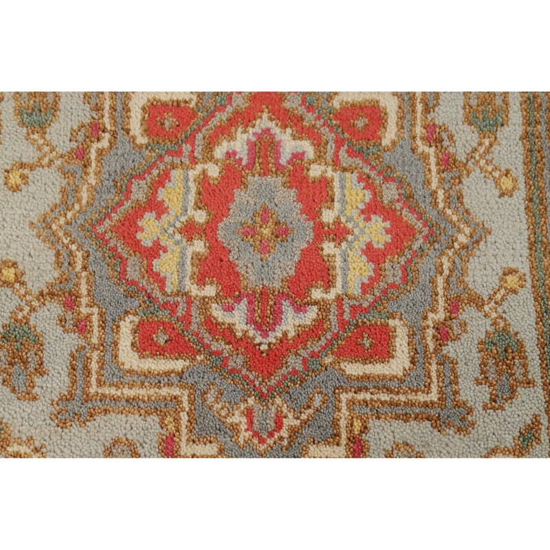 Hand Knotted Oriental 100% Wool Carpet Traditional Medallion Navy Blue & Blues Heriz (serapi) Area Rug - 5' 1'' X 3' 0''