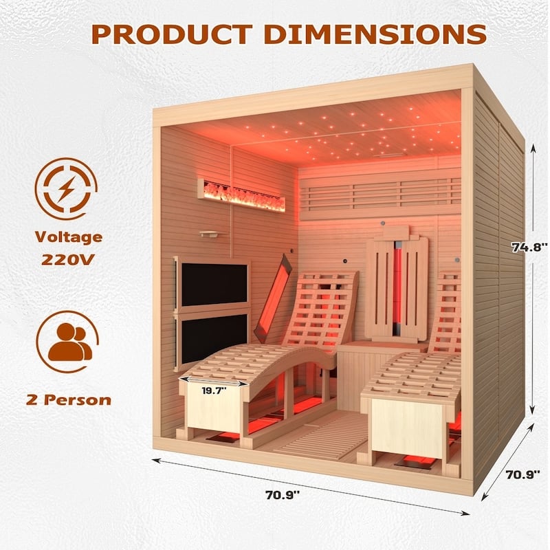 EROMMY up to 3 Person Infrared Sauna with 15-Minute Warm-Up Heater Tube and Carbon Plate