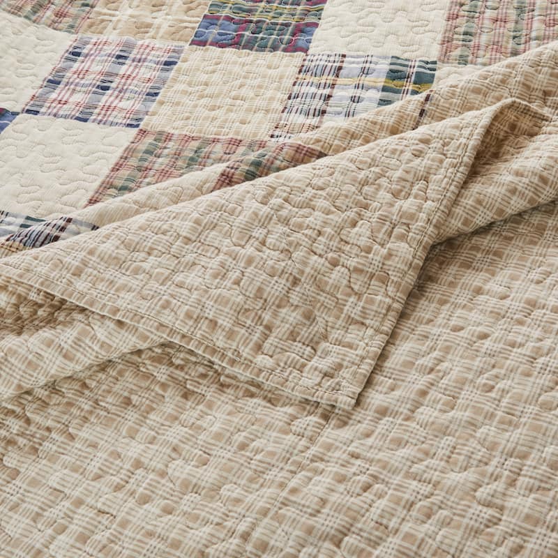 Greenland Home Oxford Quilted Bedspread Set, Traditional Plaid, Cotton