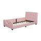preview thumbnail 32 of 32, Twin Size Upholstered Platform Bed with Guardrail and Headboard,Modern Style Wood Bed