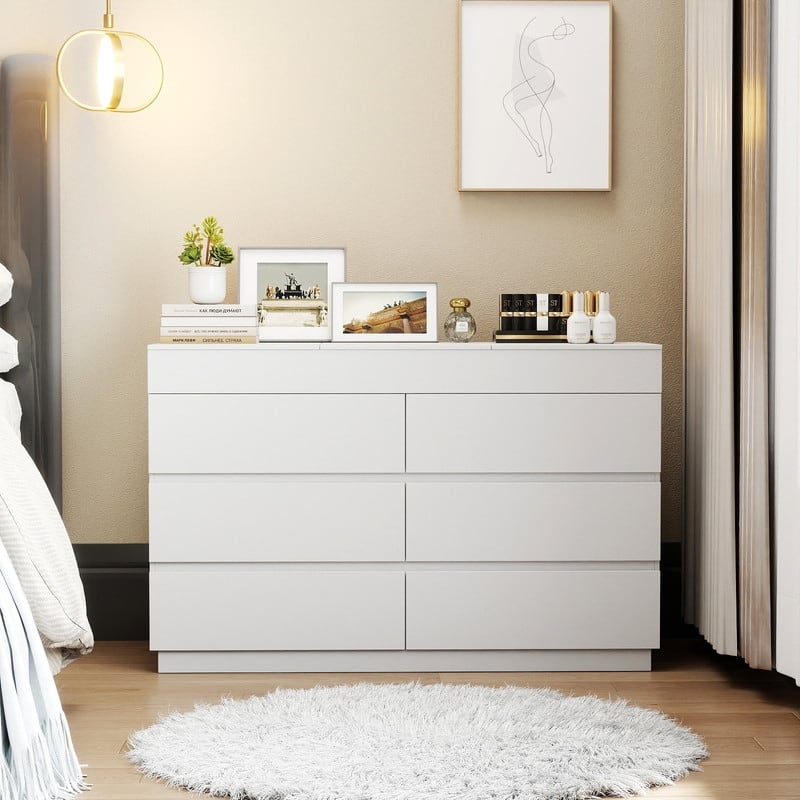 6-Drawer Dresser With Mirror P2 12MM Particleboard With Melamine 47.22"W