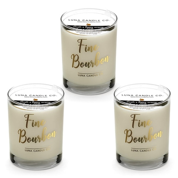 Fine Bourbon Natural Soy Candle, Great Gift, Premium Wax (3 Pack)