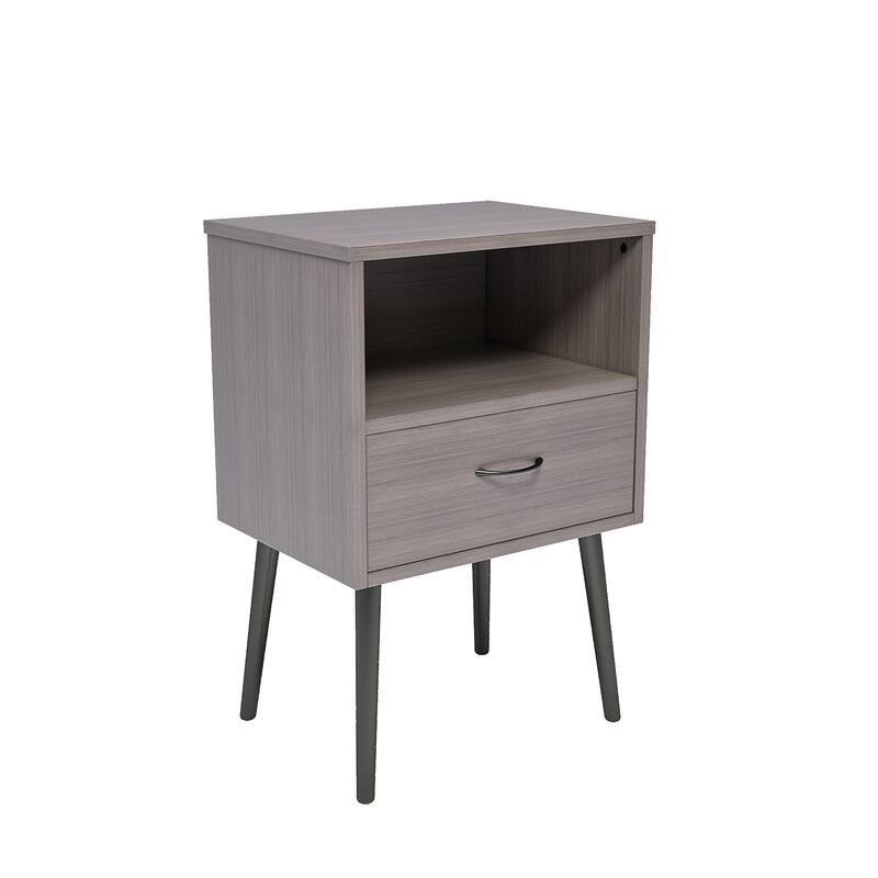 Set of 2 Nightstand Side Table Lamp Table with Drawer, File Cabinet Dressing Table Corner Table with Open Shelf