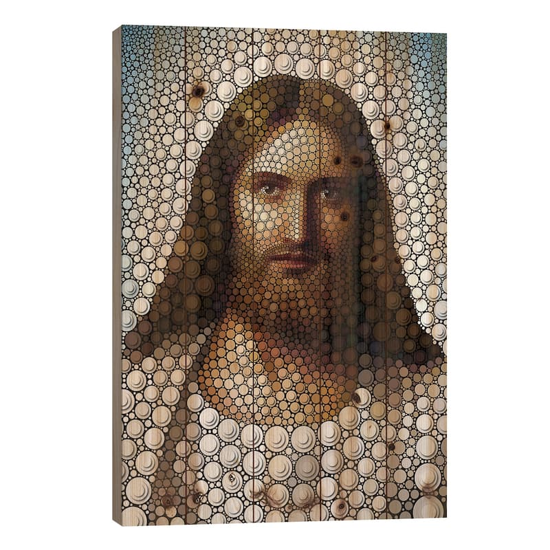 Jesus Print On Wood by Ben Heine - Multi-Color - 26x18x1.5