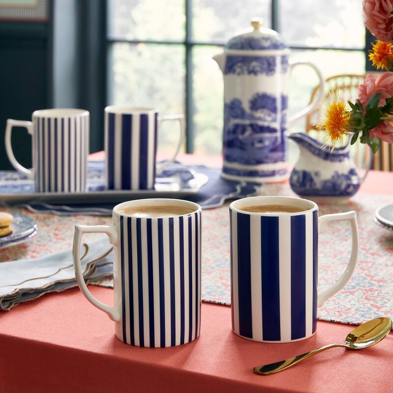 Spode Set of 4 Steccato Stripe Mugs - 12 oz