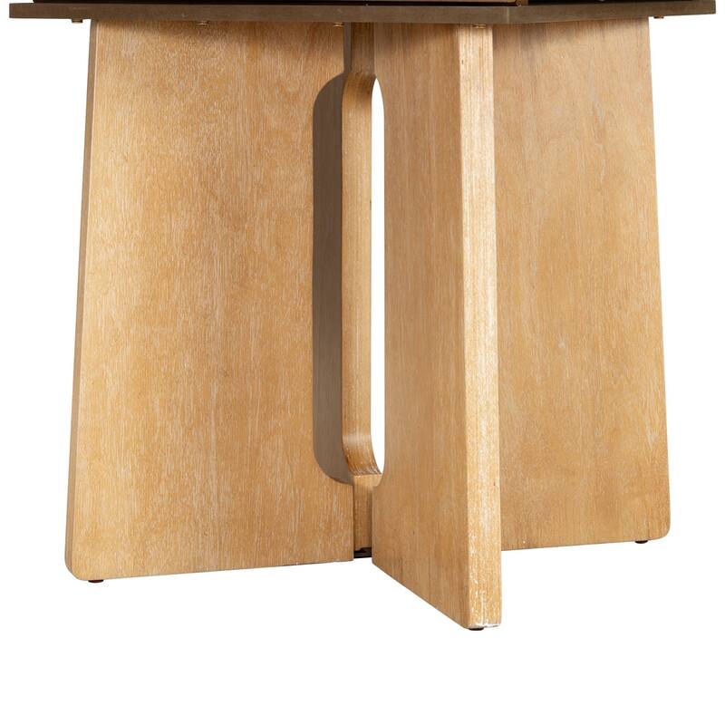 5-Piece Set, 57.3" Extendable Dining Table with 4 Upholstered Chairs