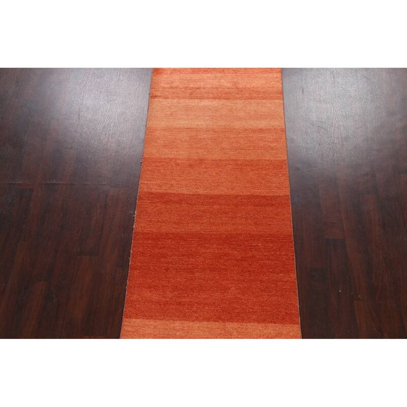 Contemporary Gabbeh Kashkoli Oriental Wool Runner Rug Hand-knotted - 3'2" x 15'7"