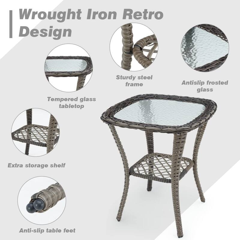 360° Swivel Rocking Patio Chairs Set with Thick Cushions & Tempered Glass Table | Indoor Living Room / Balcony| 3/5-Piece
