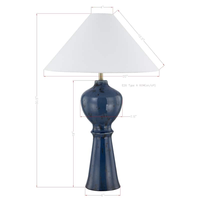 Elsie 31" Table Lamp with Linen Shade, Dark Blue (Set of 2)