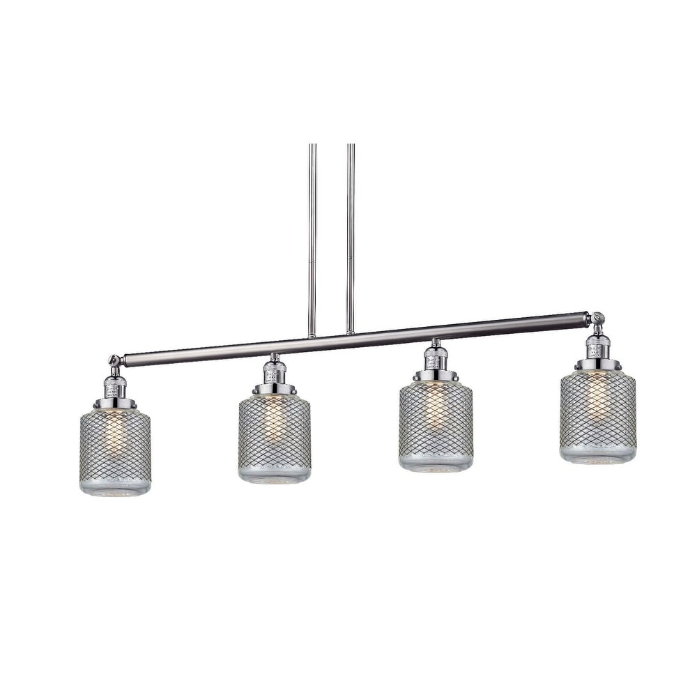 Innovations Lighting 214-S Stanton  Stanton 4 Light 51" Wide Linear Chandelier (Brushed Satin Nickel / Vintage Wire Mesh) - Chandeliers For Bedrooms by Overstock.com