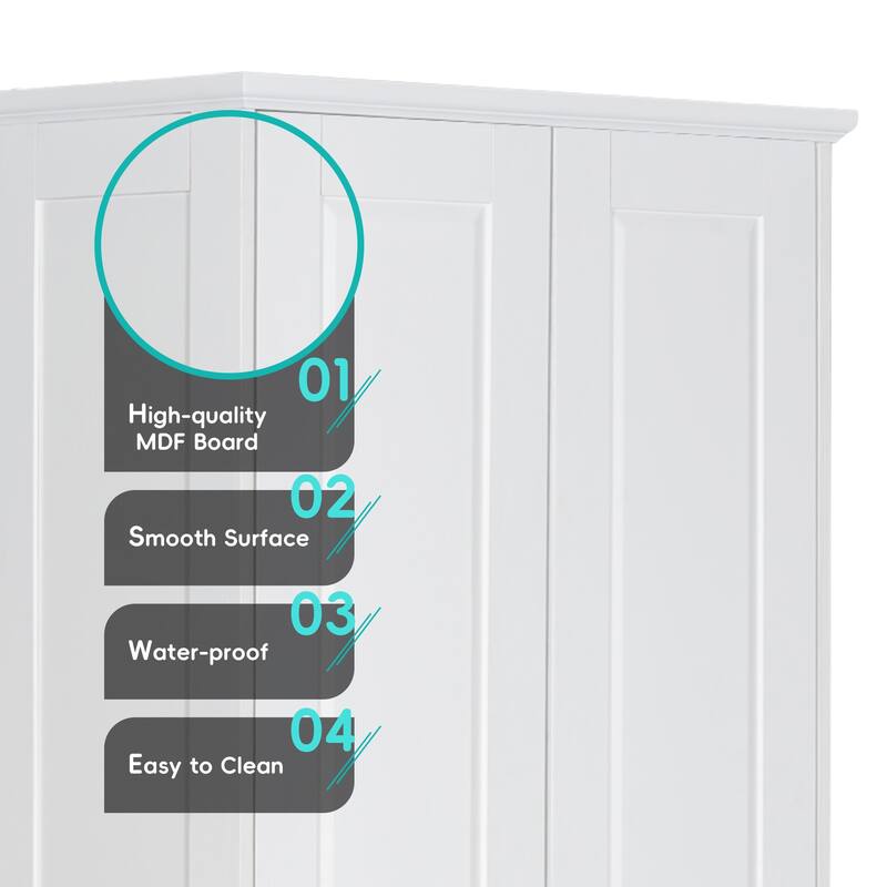 Modern Storage Cabinet with Two Doors and Adjustable Shelf for Bathroom, Office, White