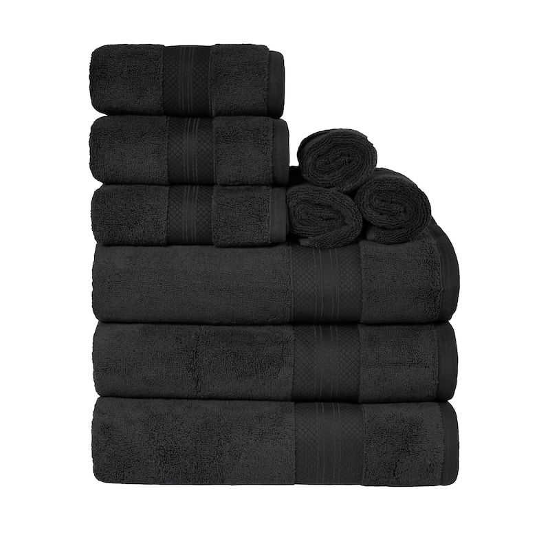 Superior Turkish Cotton 9 Piece Solid Plush Heavyweight Towel Set