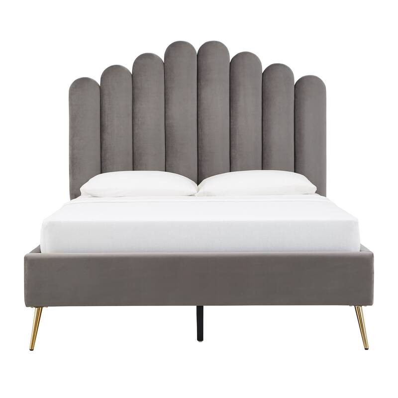 Eggleston Art Deco Velvet Upholstered Platform Bed by iNSPIRE Q Bold