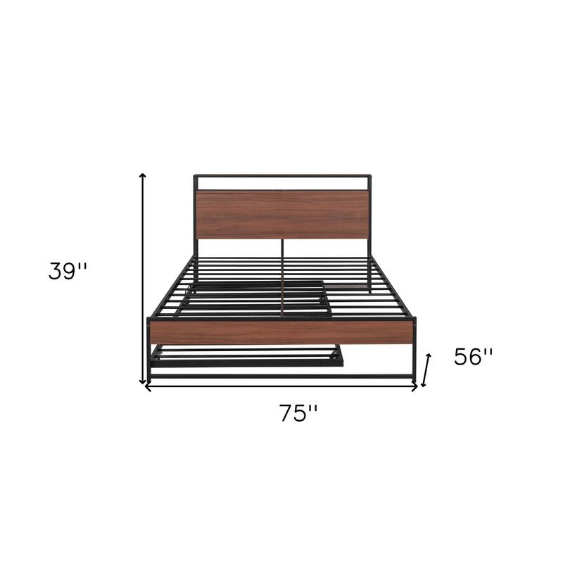 HomeRoots Black Metal Full Bed Frame With Trundle