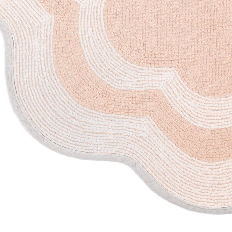 Sherry Kline 32" Scalloped Edge Round Bathmat Two Tone Color