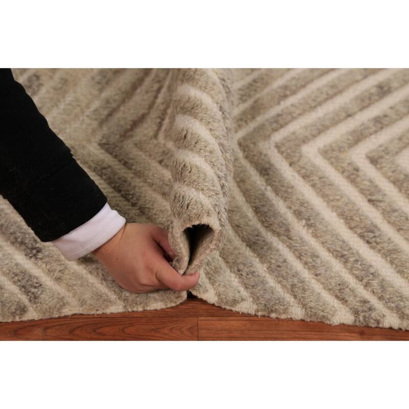 Chevron Style Moroccan Oriental Foyer Rug Handmade Wool Carpet - 2'0"x 3'0"