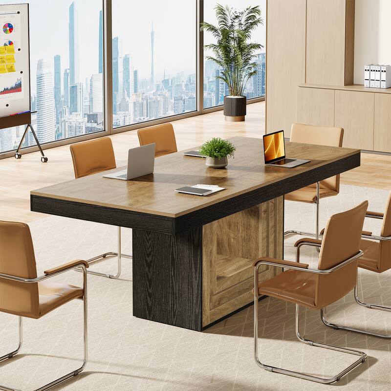 Large Rectangular Conference Table with Sturdy Base