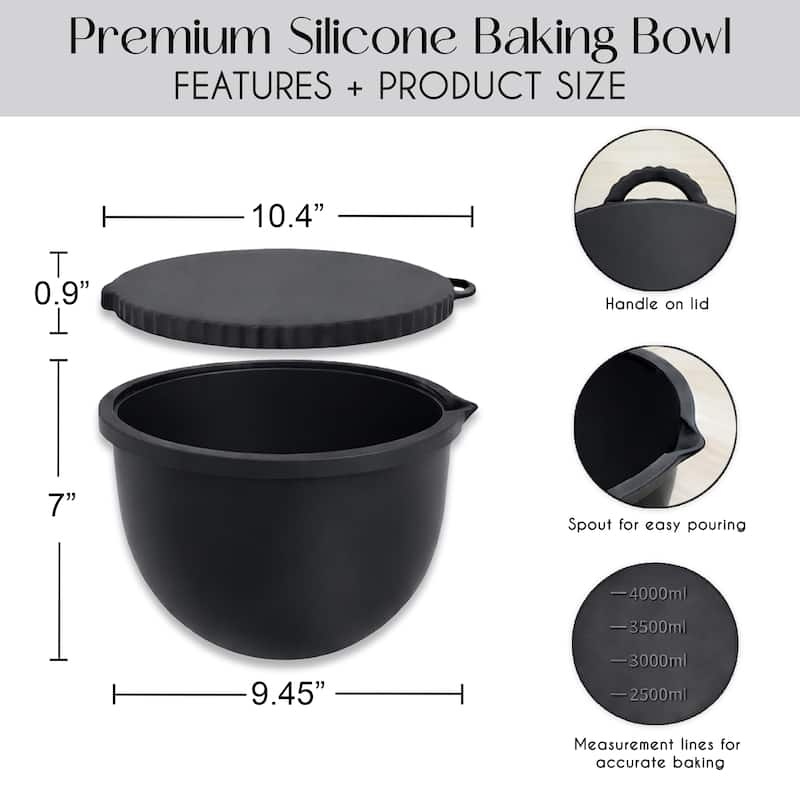 Sweet Jojo Designs 2p Silicone Bowl Liners with Lids for Kitchenaid Mixer, 4.5 & 5 Qt Silicone Bowl Liners for Kitchen Aid Mixer