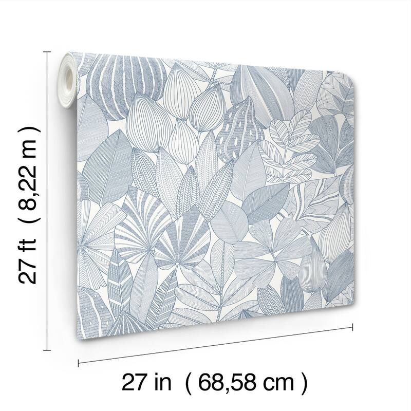 A-Street Prints Mathias Blue Botanical Wallpaper