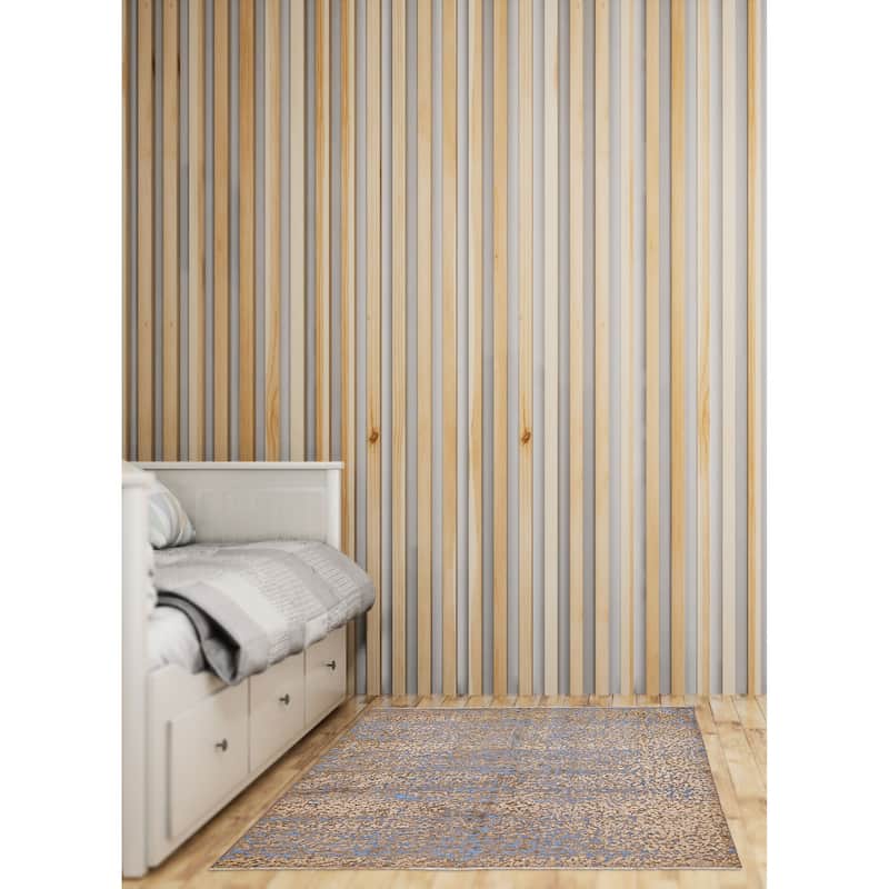 ECARPETGALLERY Hand-knotted Color Transition Beige, Light Blue Wool Rug - 4'9 x 6'4