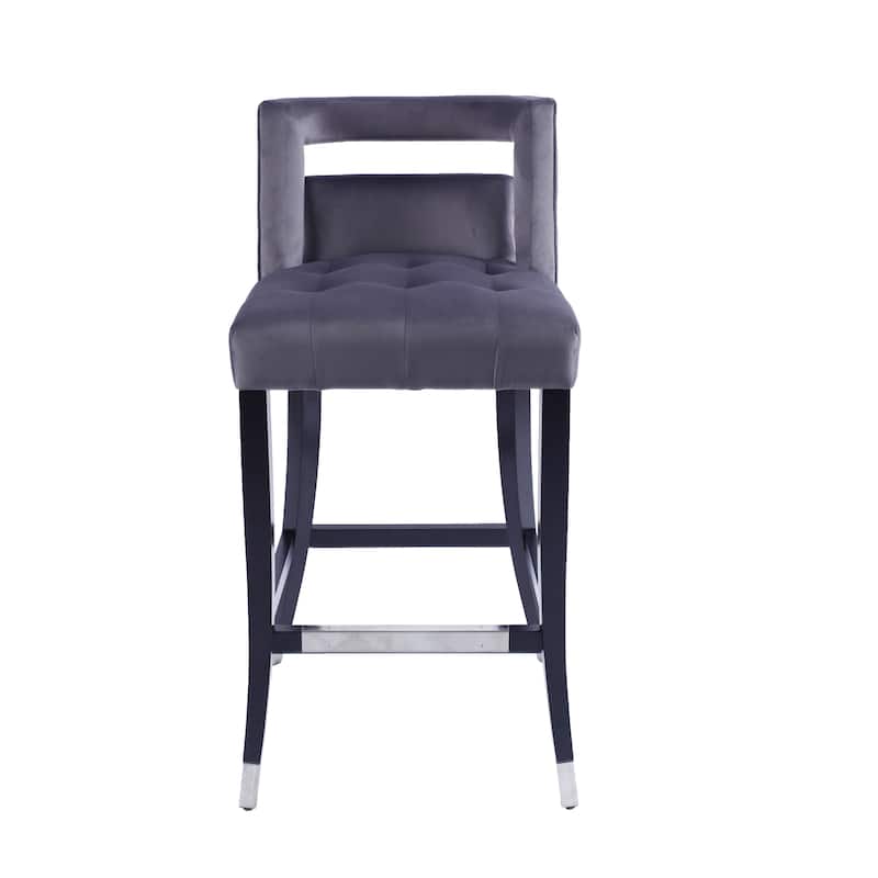 Suede Velvet Barstool with nailheads Living Room Chair 2 pcs Set - 30 inch Seater height