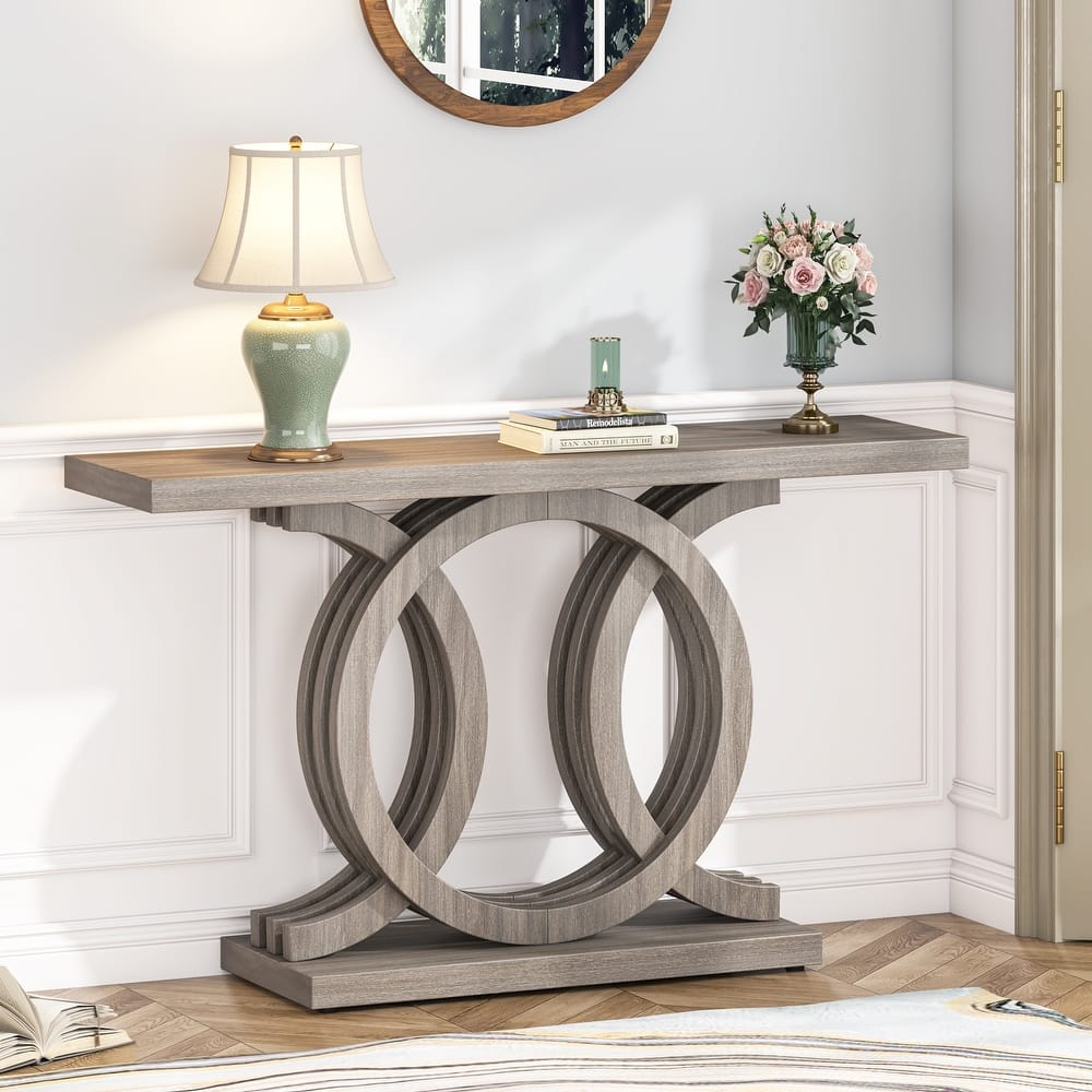 55 inches Console Table Farmhouse Sofa Table, Wooden Entryway Table