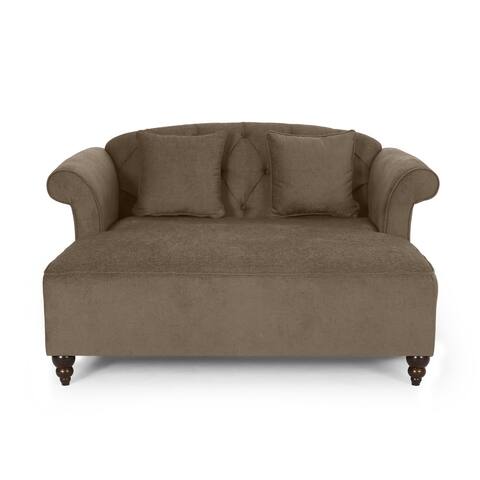 Freas Contemporary Tufted Double Chaise Lounge with Accent Pillows by Christopher Knight Home - 63.00" L x 58.50" W x 34.50" H