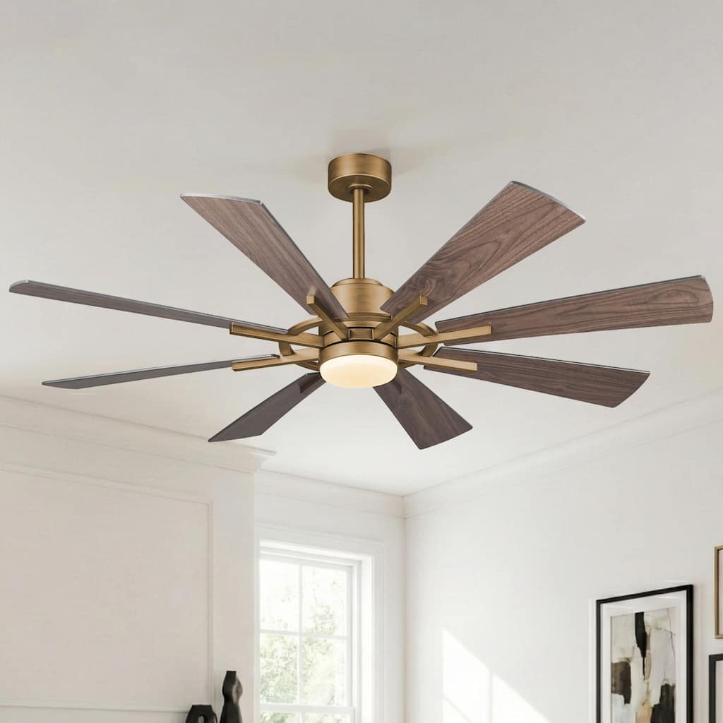 60" Antique Brass Farmhouse Windmill Ceiling Fan with Light and Remote