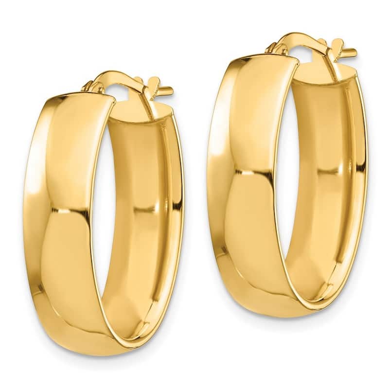 Curata 14k Yellow Gold High Polished Oval Hoop Earrings - 24.66x17.14mm