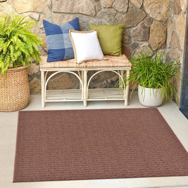 Outdoor Ucul Collection Area Rug - Brown - 6' Square