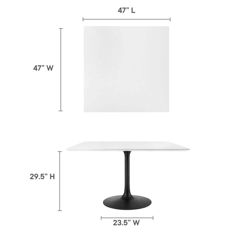 47" Square Wood Top Dining Table