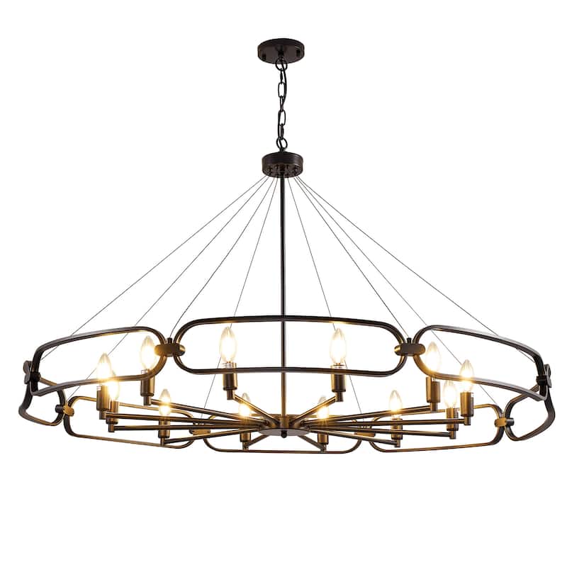 12-Light Modern Chandelier, Large Round Chandelier - 52"