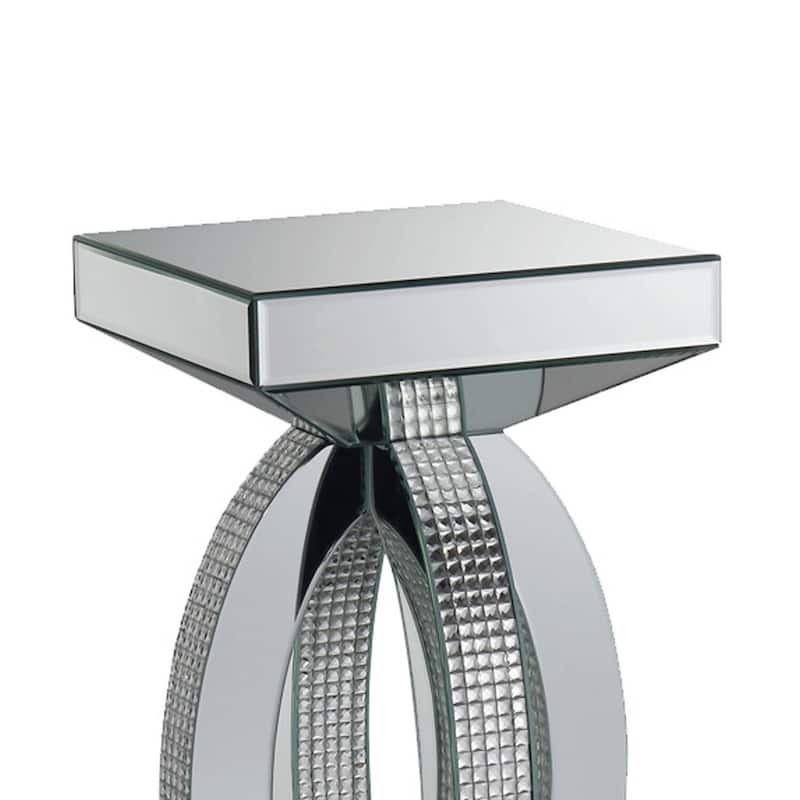 12.25 in. Silver Square Wood End Table, Sturdy Build End Side Table for Living Rooms