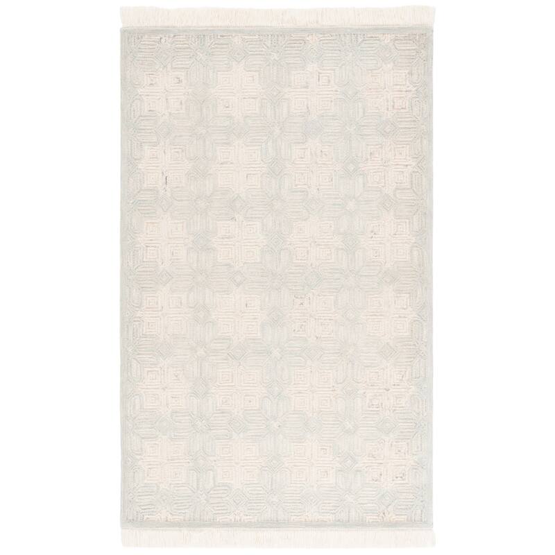 SAFAVIEH Handmade Ikat Imogen Wool Rug - 4' x 6' - Ivory/Light Blue