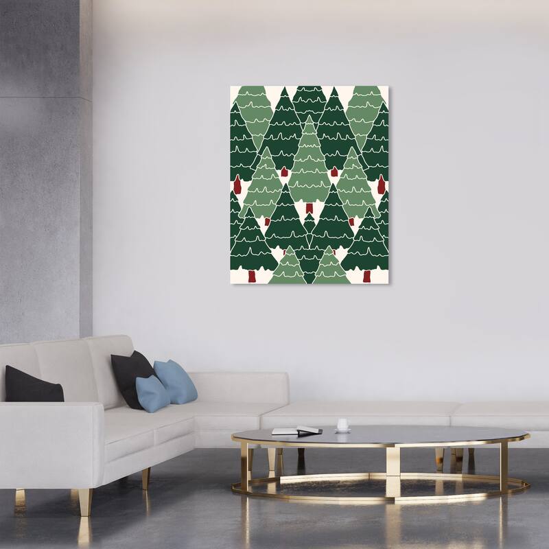 Wynwood Studio Canvas Floral and Botanical Christmas Pine Forest Green Modern & Contemporary Wall Art Canvas Print - 30 x 36