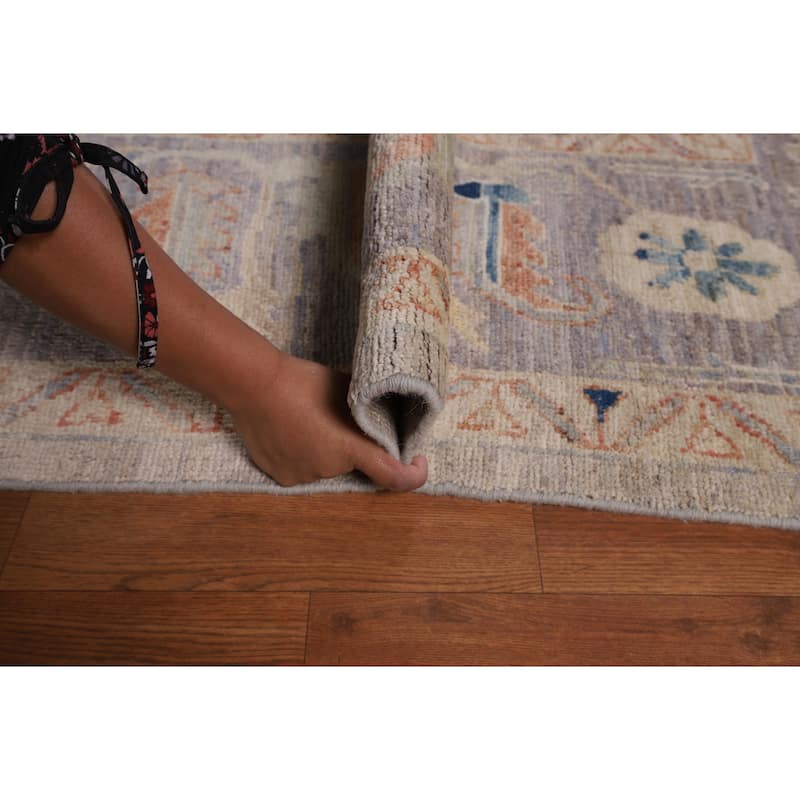 Vegetable Dye Oushak Turkish Rug Hand-Knotted Bedroom Wool Carpet - 9'2"x 12'0"