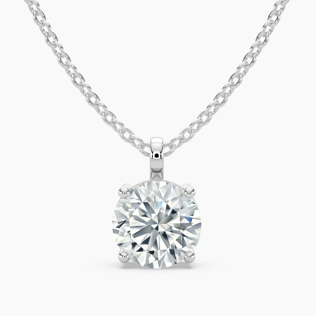 Auriya 14K Gold Lab Grown Round Diamond Solitaire Single-Bail Pendant Necklace 1.00 to 5.00 ct. tw. (E-F VS)