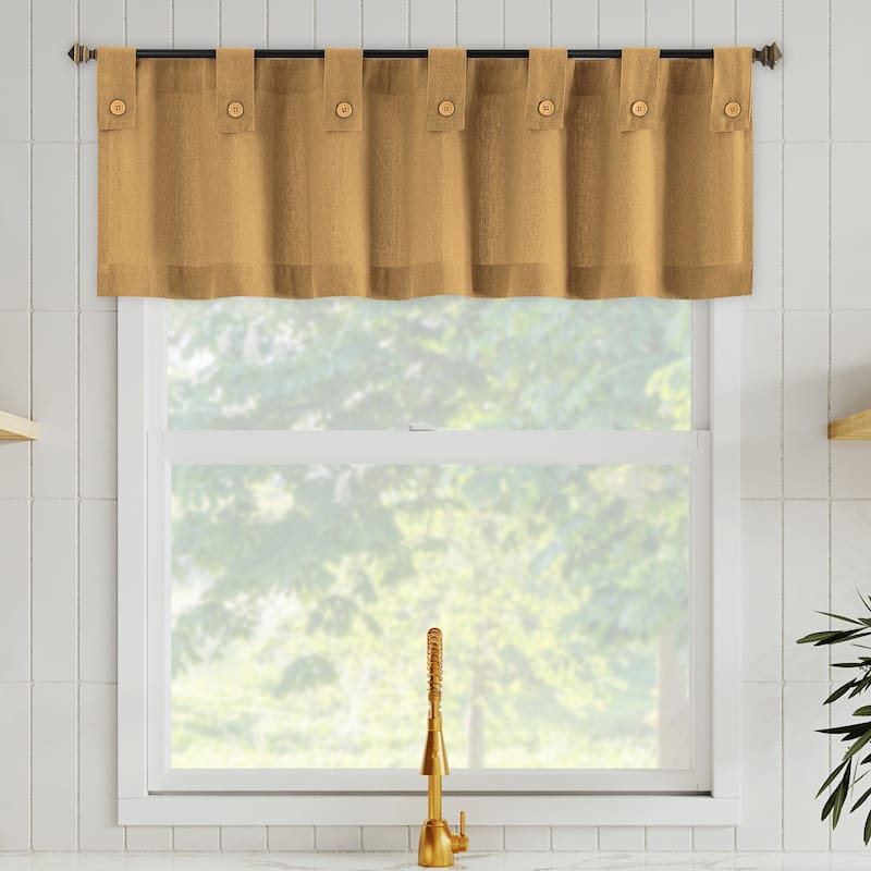Archaeo Cotton Blend Button Tab Top Cafe Curtain Valance - 54" x 14" - Camel