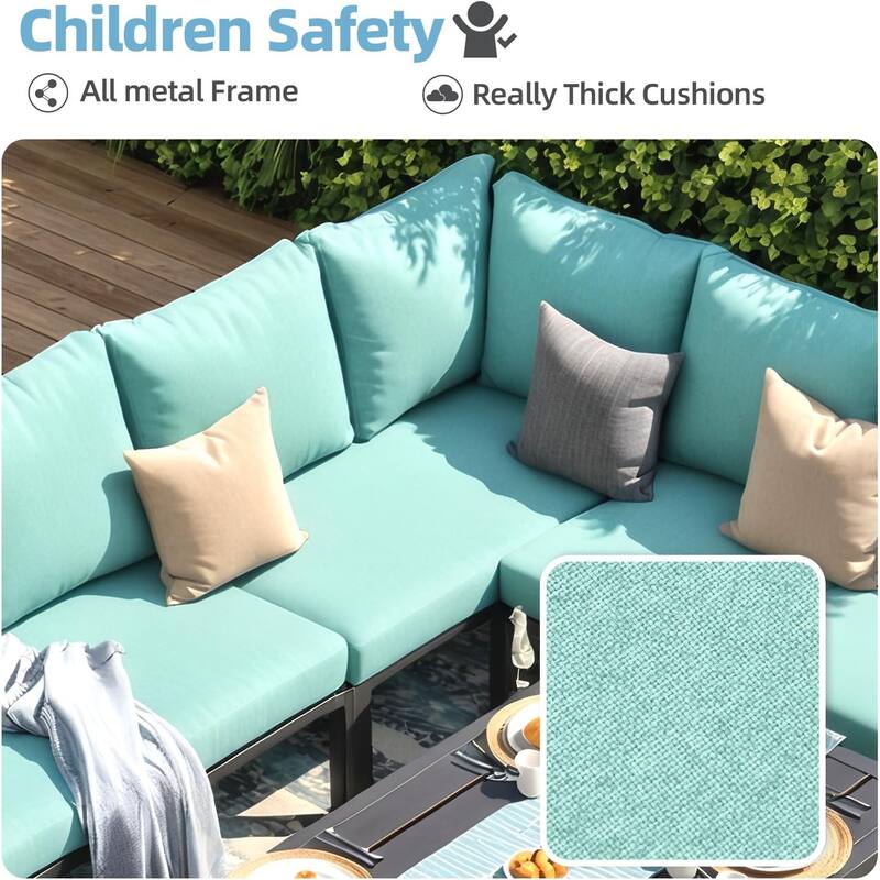 AECOJOY Metal Patio Furniture Set 7 Pieces Modern Outdoor Conversation Set