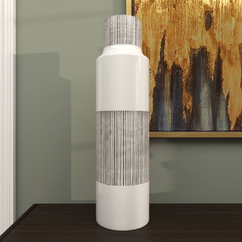 CosmoLiving by Cosmopolitan White Ceramic Modern Vase