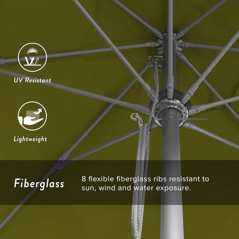 California Umbrella 11' Venture Series Patio Umbrella, Silver Aluminum Pole Fiberglass Ribs Pulley Lift Olefin