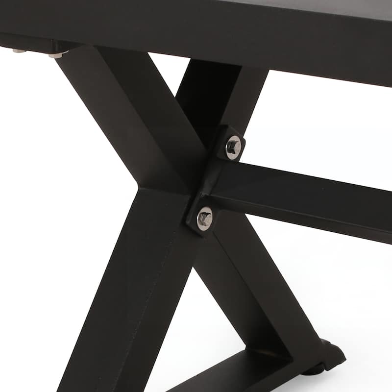 Outdoor Dining Bench, Antique Matte Black