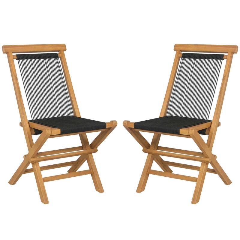 Costway 2/4 PCS Patio Folding Chairs with Woven Rope Seat & Back